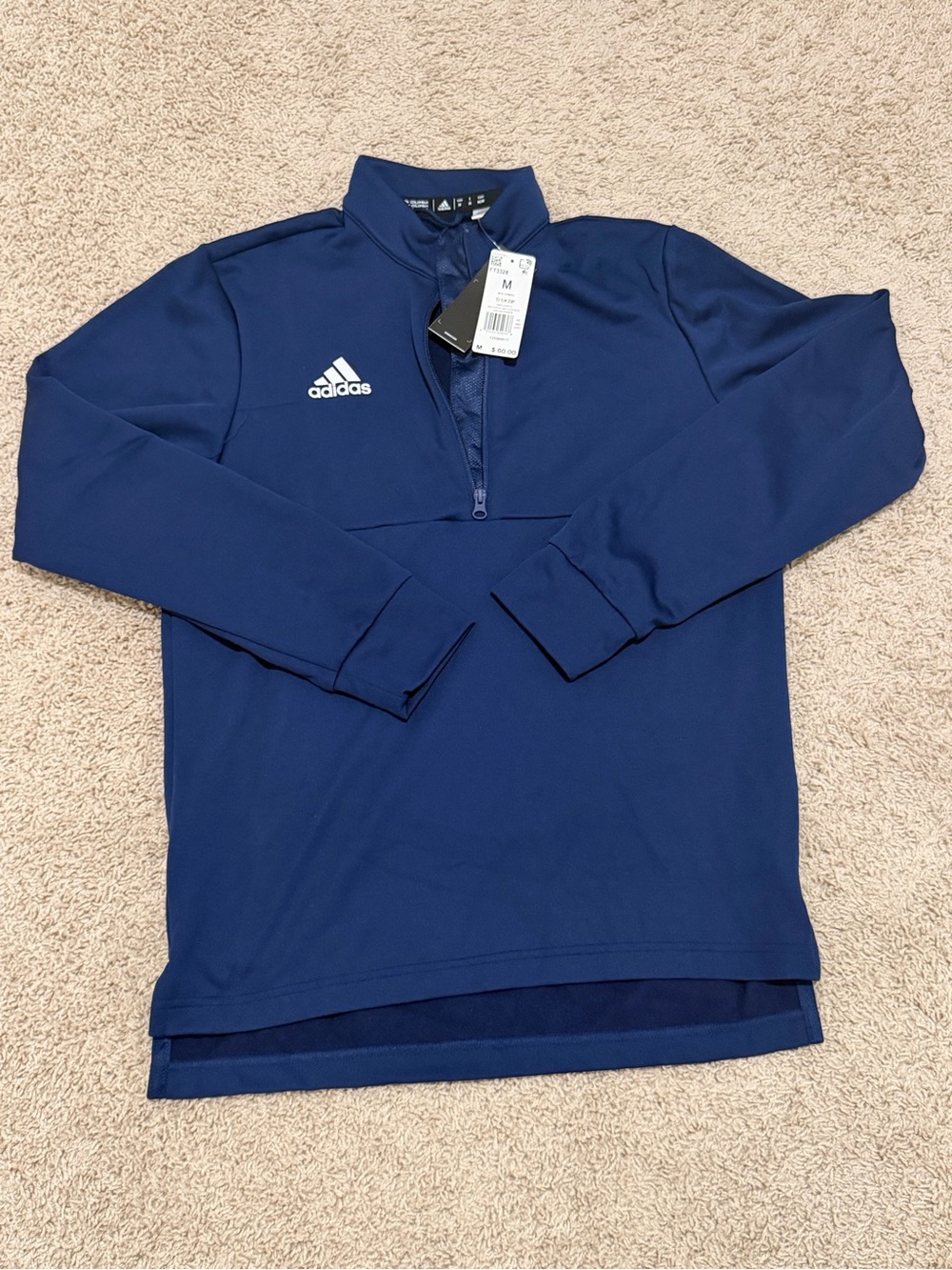Adidas Men's Navy Quarter-Zip Performance Jacket